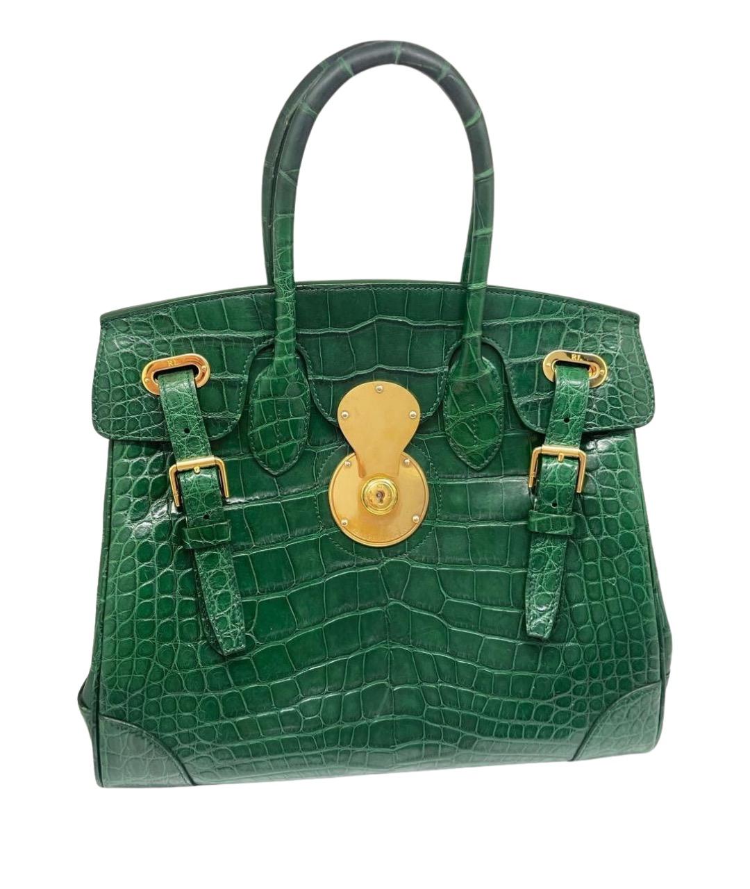 RALPH LAUREN Зеленая сумка с короткими ручками из экзотической кожи, фото 1