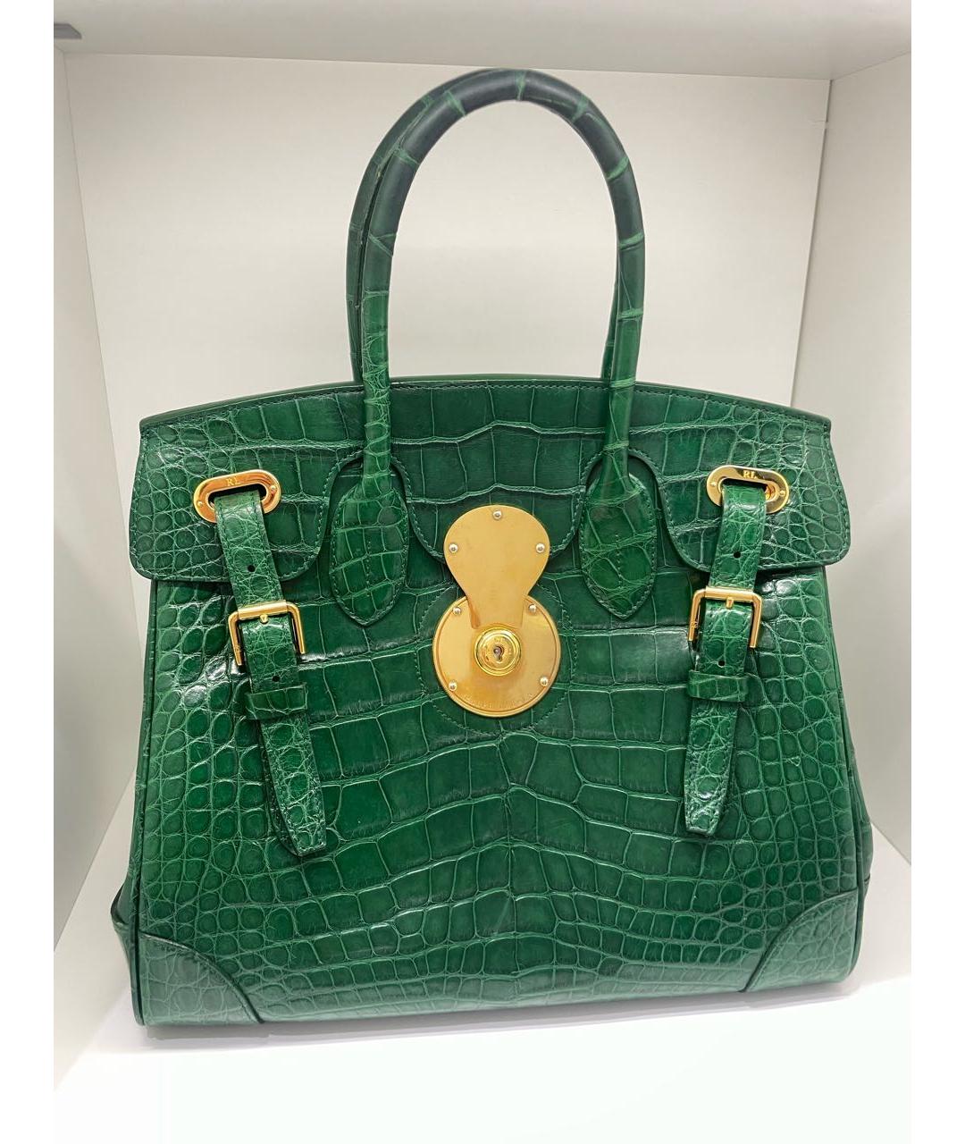 RALPH LAUREN Зеленая сумка с короткими ручками из экзотической кожи, фото 9