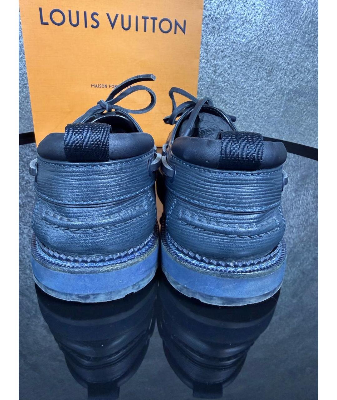LOUIS VUITTON Темно-синие кожаные мокасины, фото 4