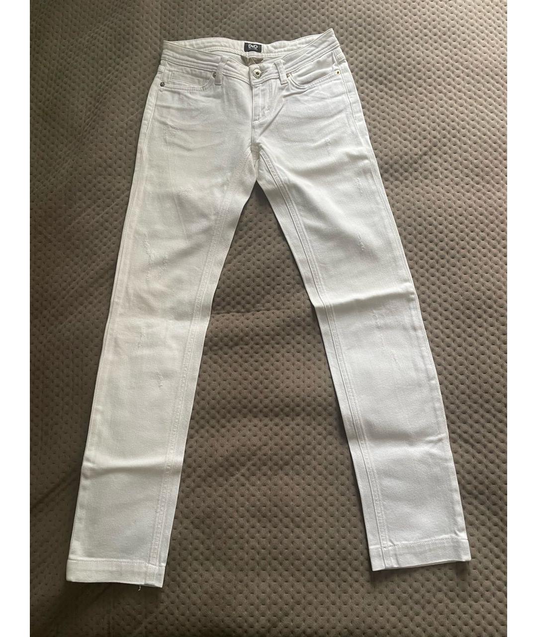 DOLCE&GABBANA Белые хлопковые прямые джинсы, фото 6