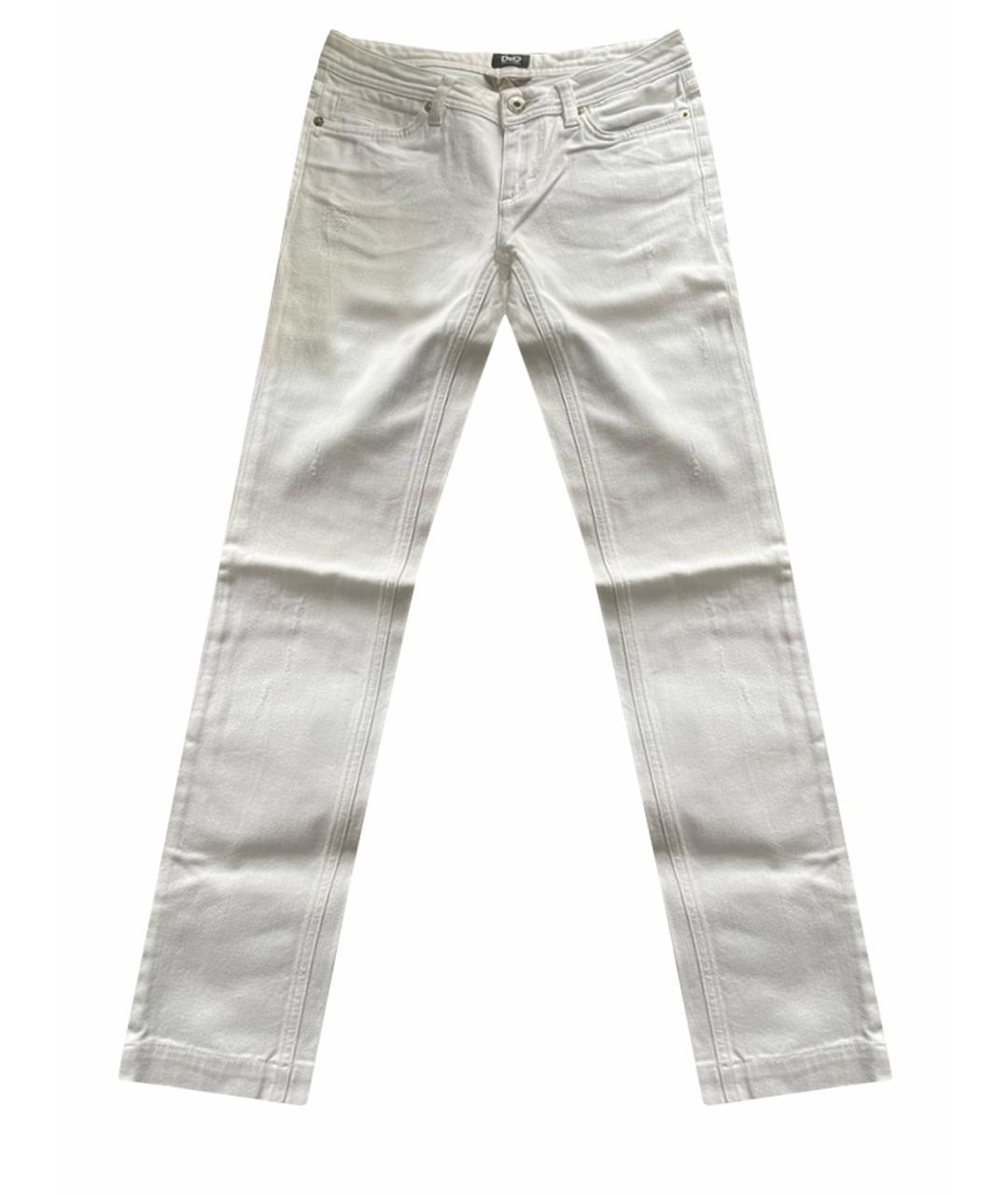 DOLCE&GABBANA Белые хлопковые прямые джинсы, фото 1