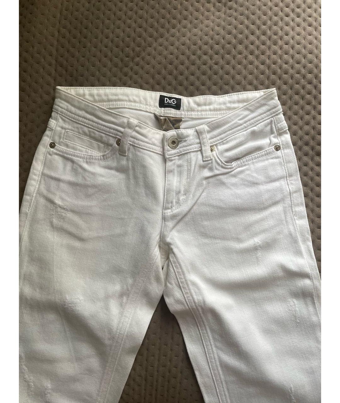 DOLCE&GABBANA Белые хлопковые прямые джинсы, фото 4