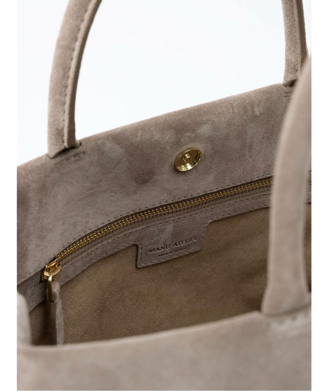 MANU ATELIER Серая замшевая сумка тоут, фото 4