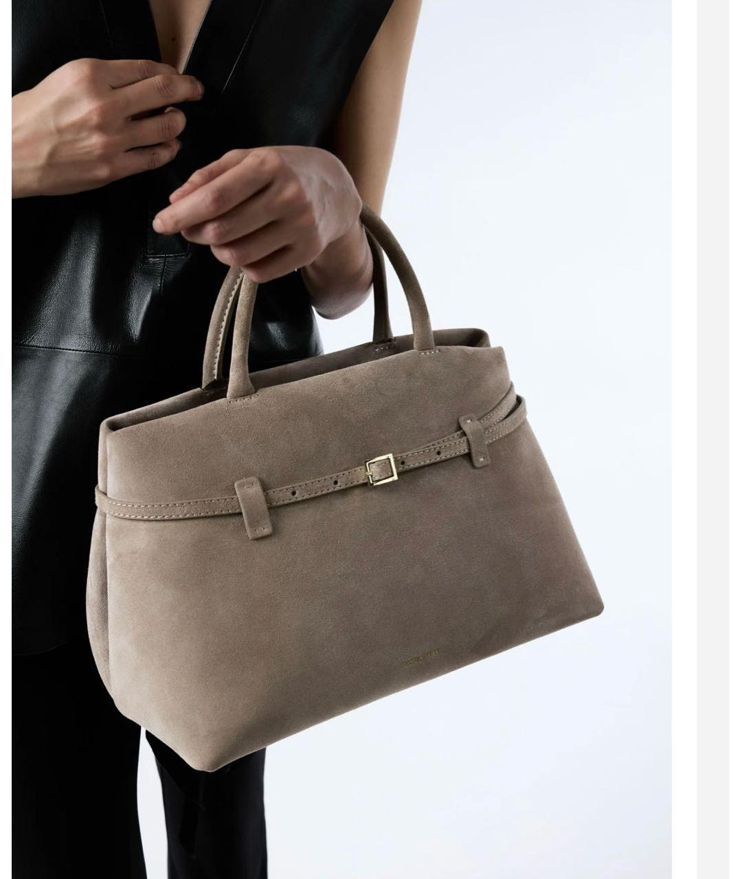 MANU ATELIER Серая замшевая сумка тоут, фото 5