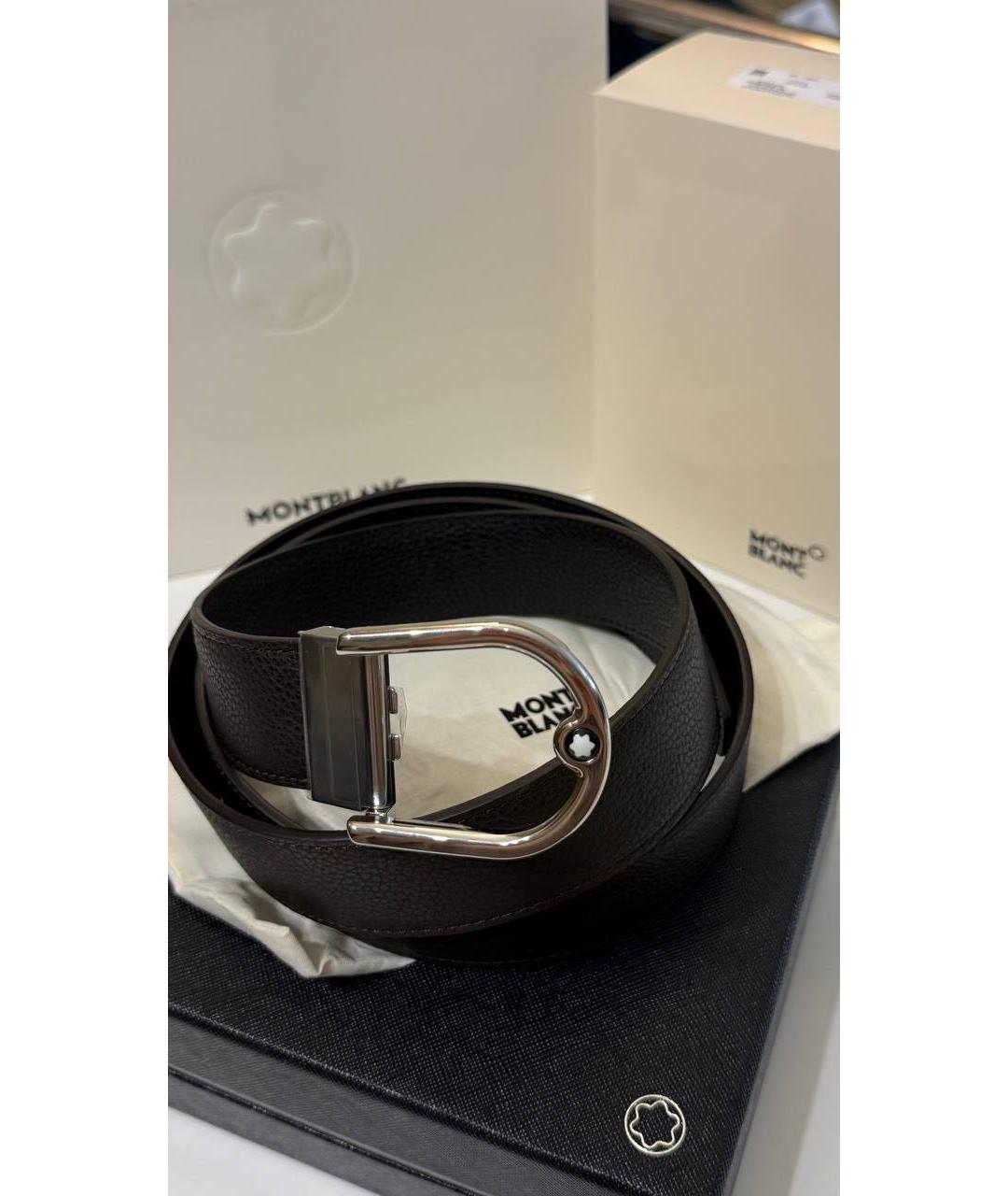 MONTBLANC Черный кожаный ремень, фото 4
