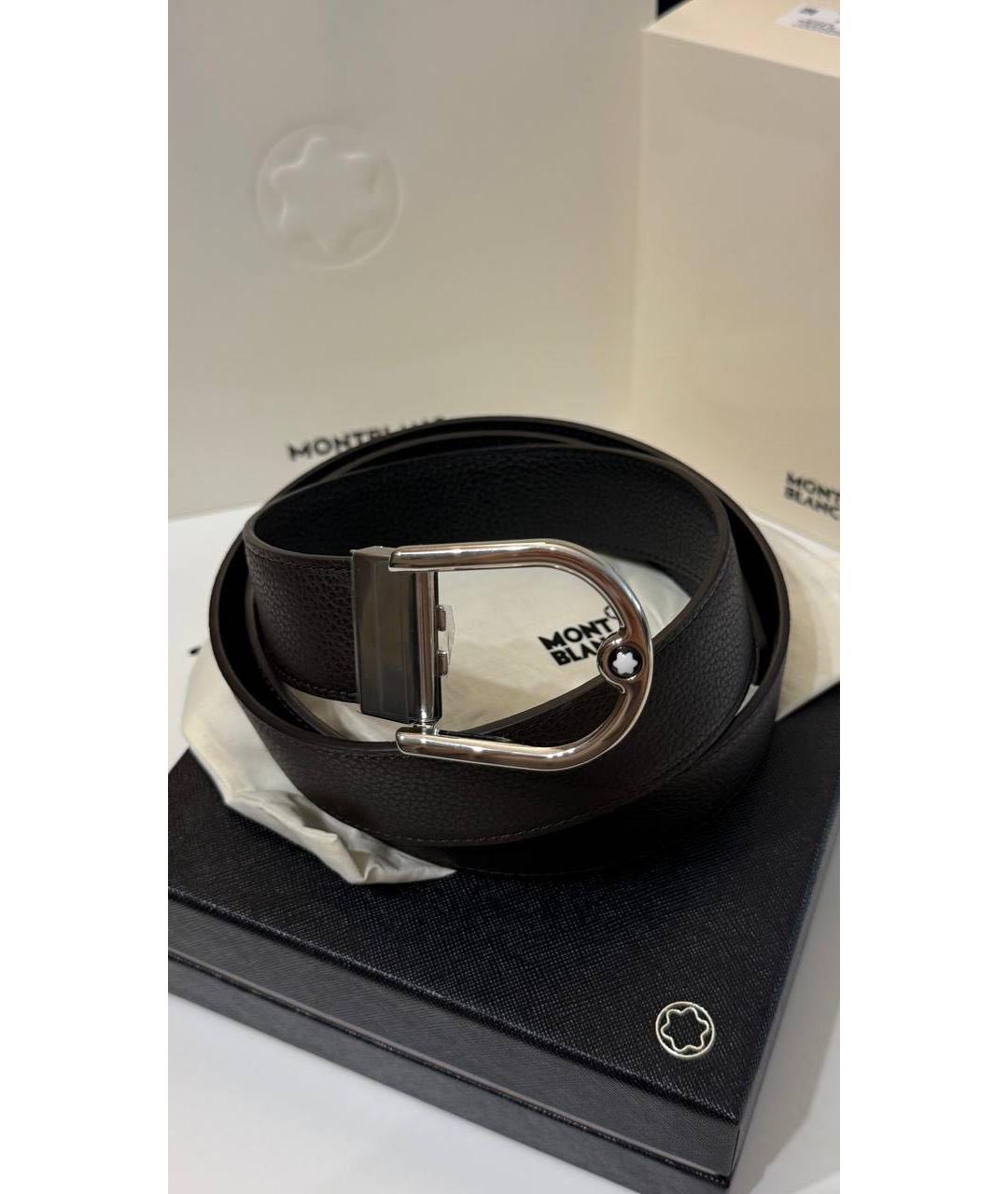 MONTBLANC Черный кожаный ремень, фото 4