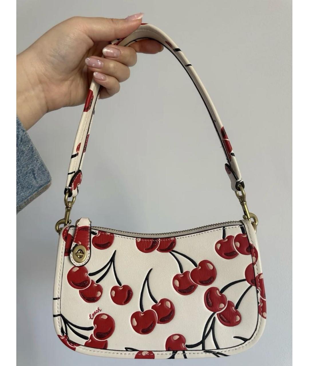 COACH Белая кожаная сумка через плечо, фото 2