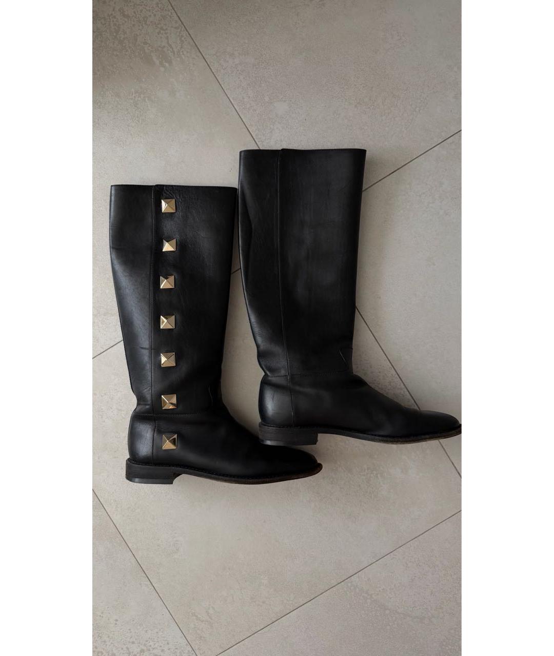 VALENTINO Черные кожаные сапоги, фото 9