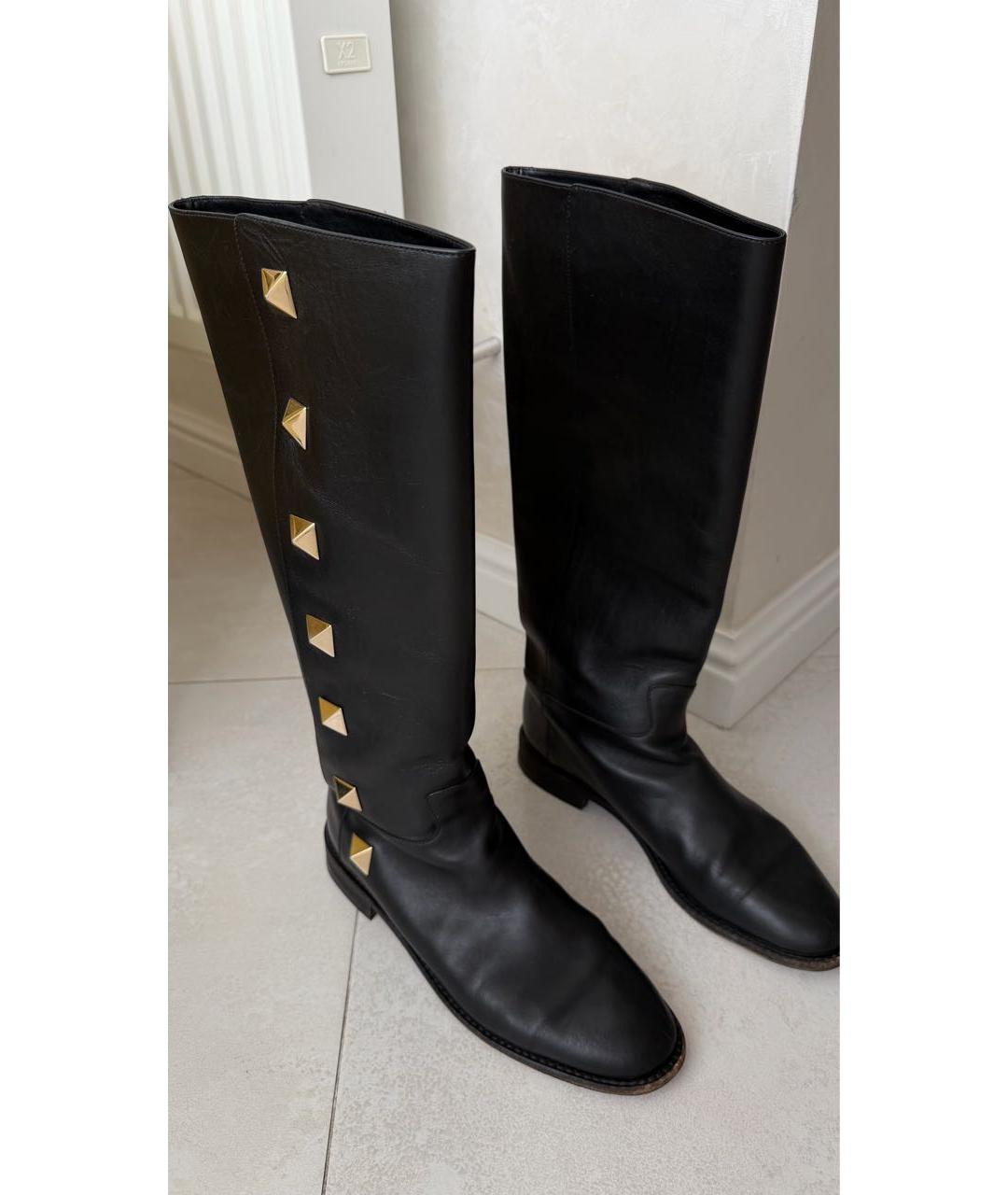VALENTINO Черные кожаные сапоги, фото 2