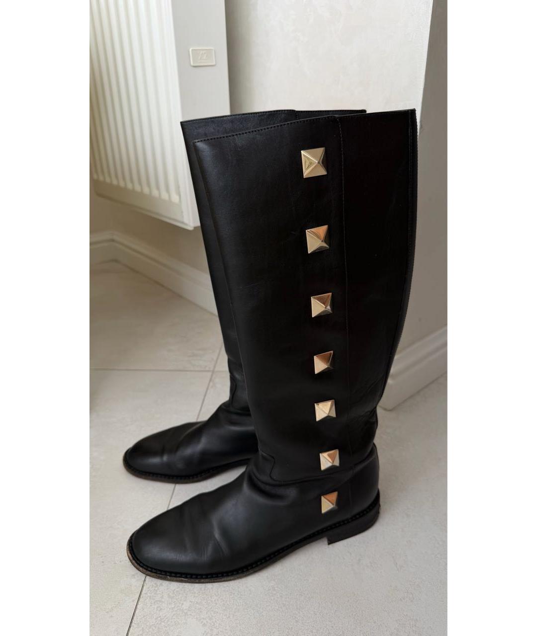 VALENTINO Черные кожаные сапоги, фото 5