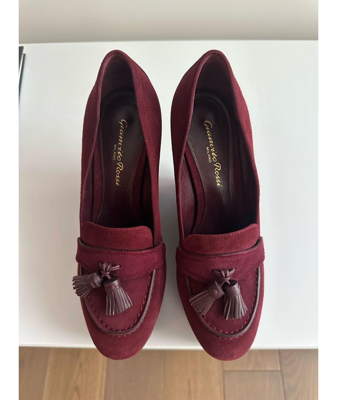 GIANVITO ROSSI Бордовые замшевые туфли, фото 2