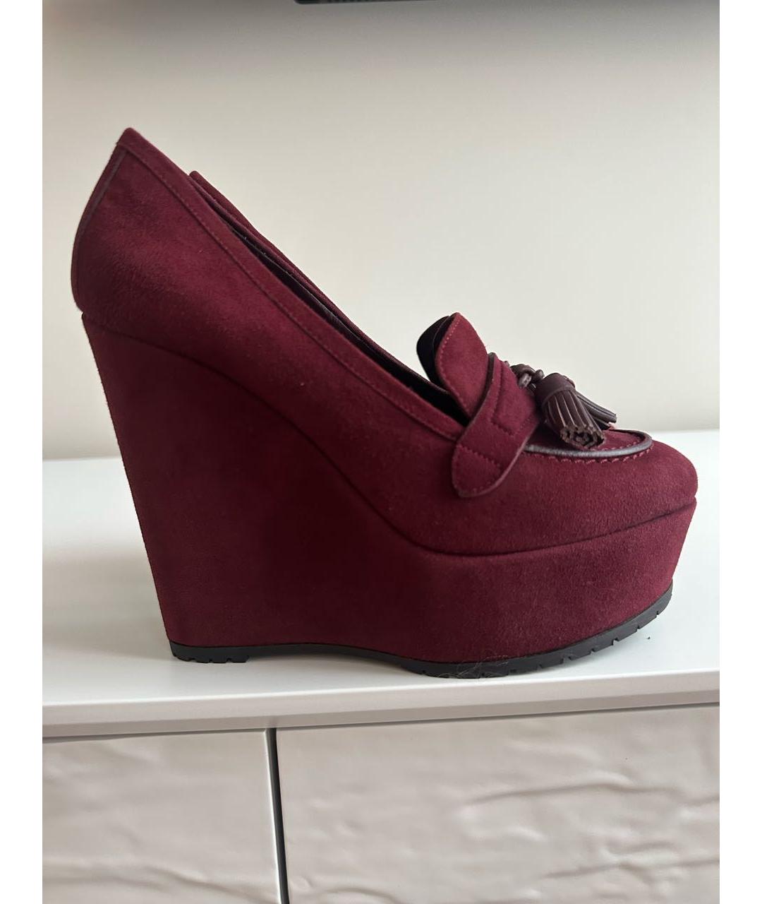 GIANVITO ROSSI Бордовые замшевые туфли, фото 5