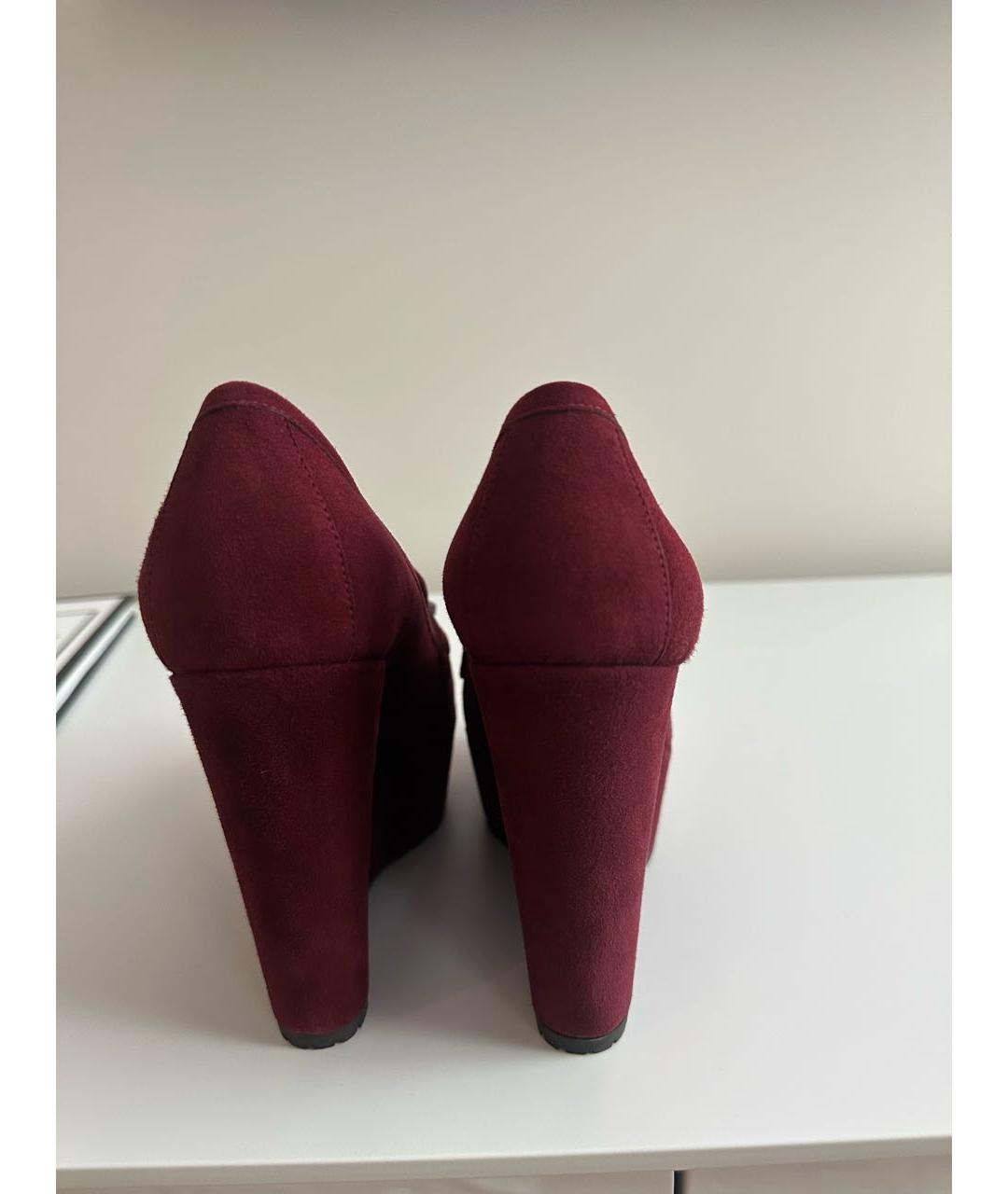 GIANVITO ROSSI Бордовые замшевые туфли, фото 4