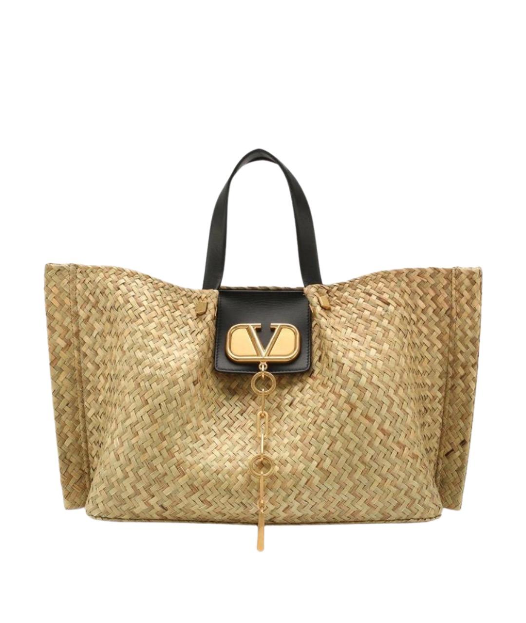 VALENTINO Бежевая пелетеная сумка тоут, фото 1