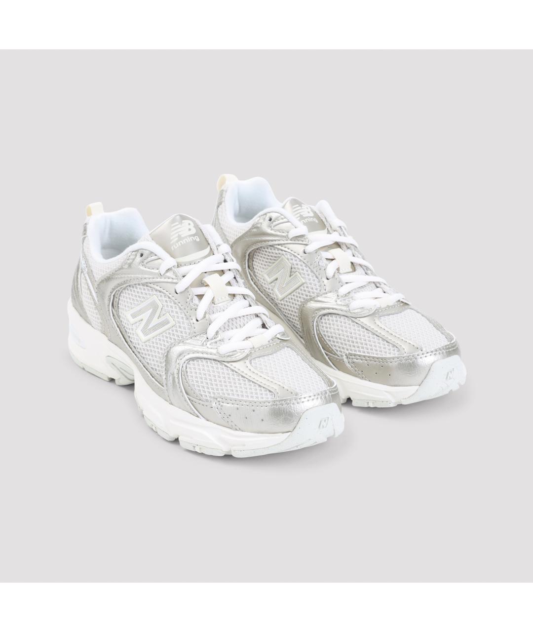 NEW BALANCE Серебряные текстильные кроссовки, фото 3