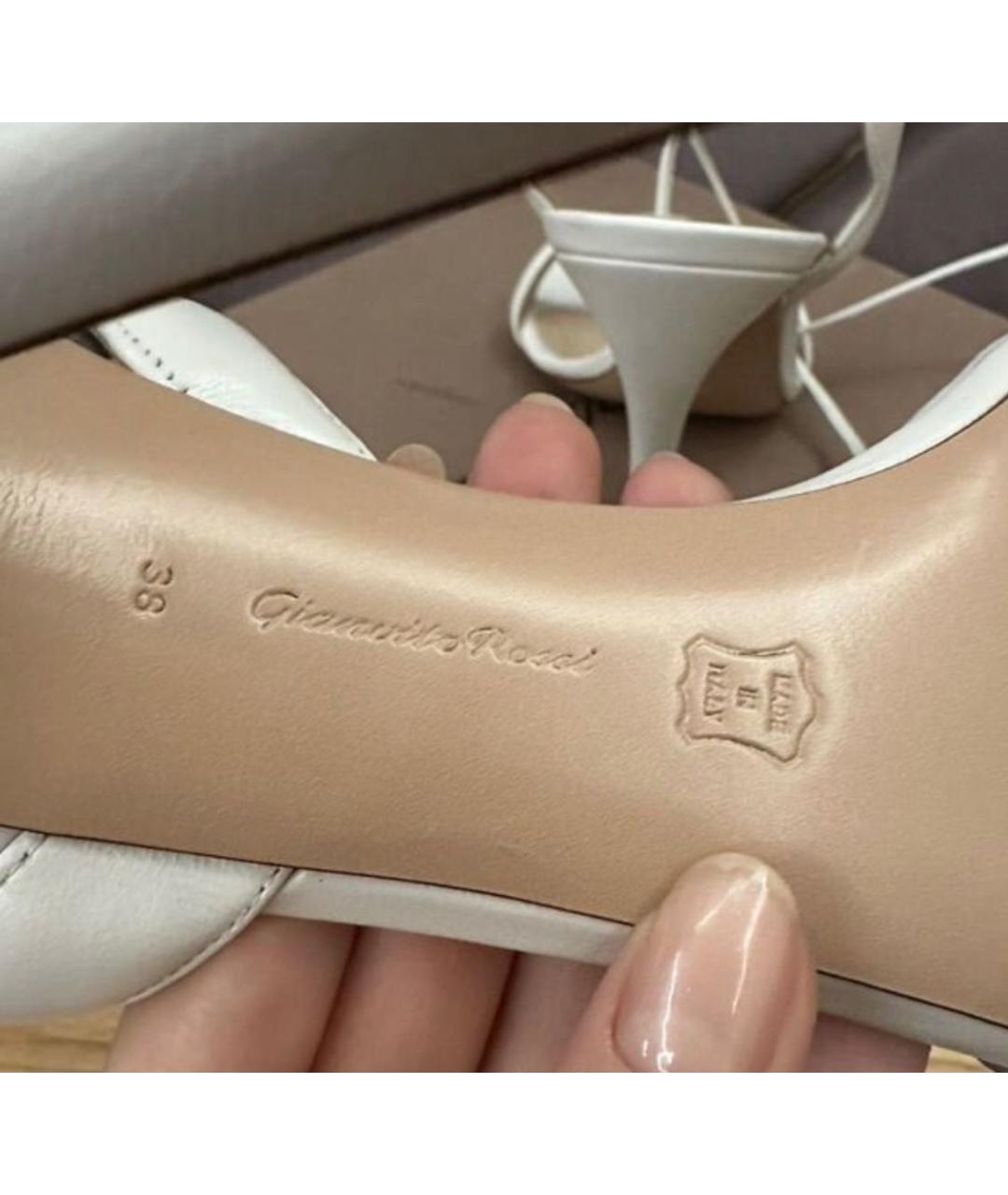 GIANVITO ROSSI Белые кожаные босоножки, фото 8