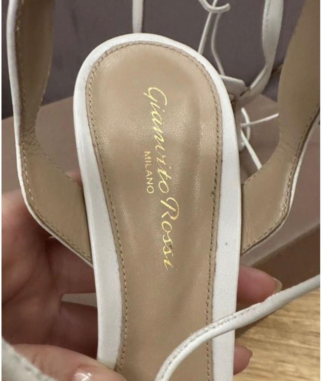 GIANVITO ROSSI Белые кожаные босоножки, фото 6