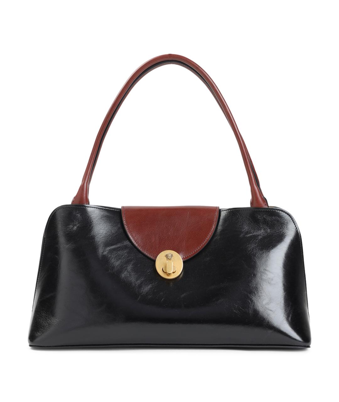 VERSACE Черная кожаная сумка с короткими ручками, фото 1