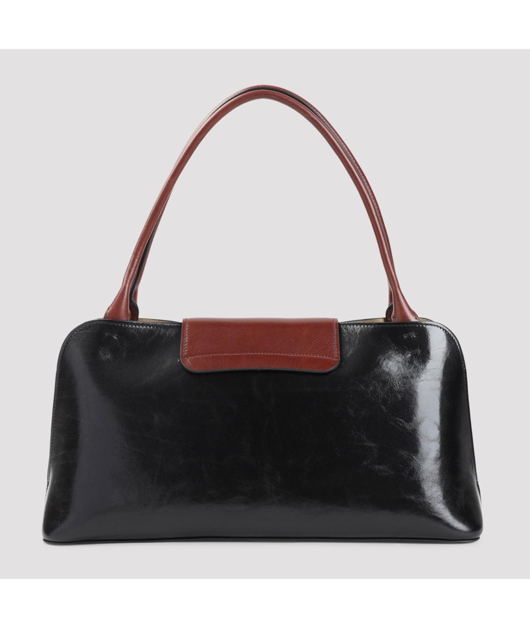 VERSACE Черная кожаная сумка с короткими ручками, фото 3