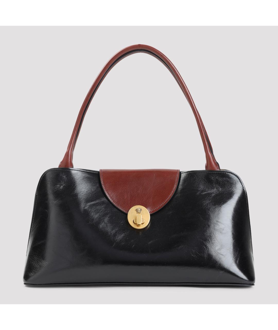 VERSACE Черная кожаная сумка с короткими ручками, фото 2