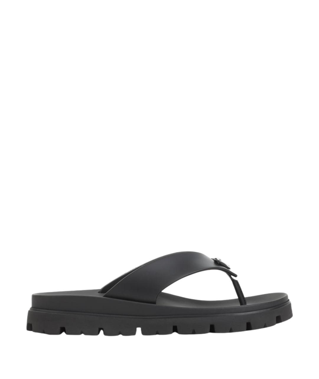 PRADA Черные резиновые шлепанцы, фото 1