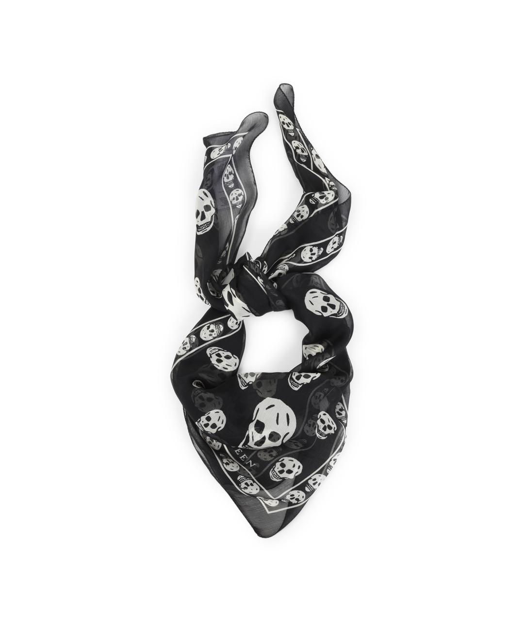ALEXANDER MCQUEEN Черный шелковый шарф, фото 1