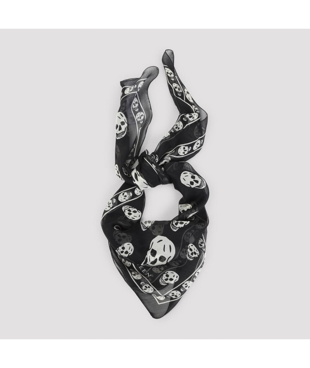 ALEXANDER MCQUEEN Черный шелковый шарф, фото 2