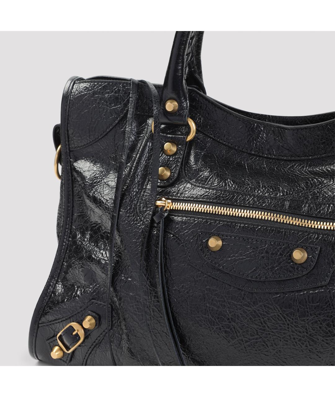 BALENCIAGA Черная кожаная сумка тоут, фото 3