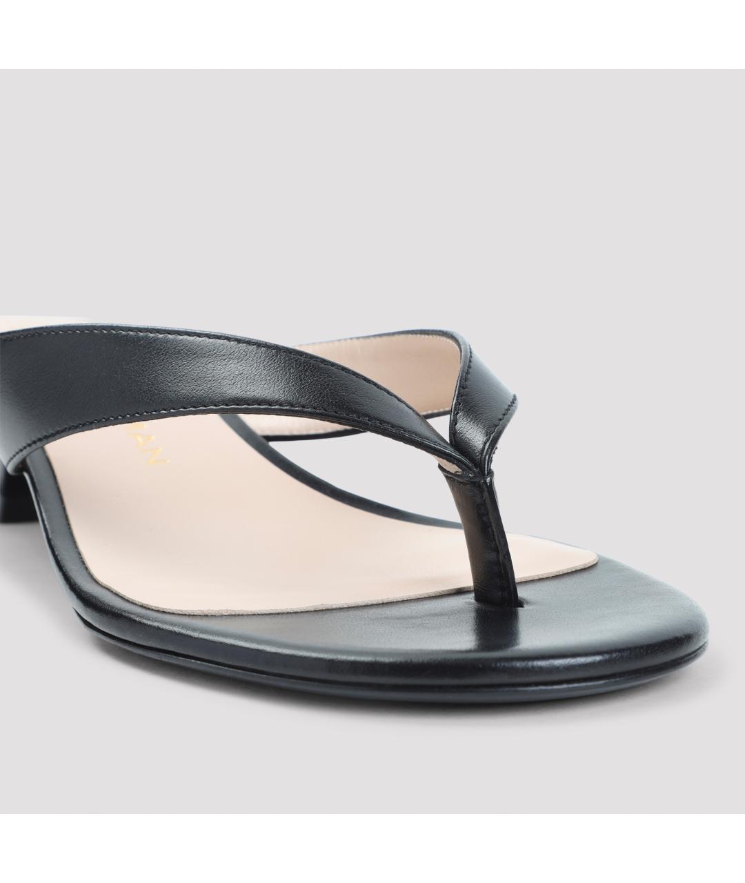 STUART WEITZMAN Черные кожаные шлепанцы, фото 5