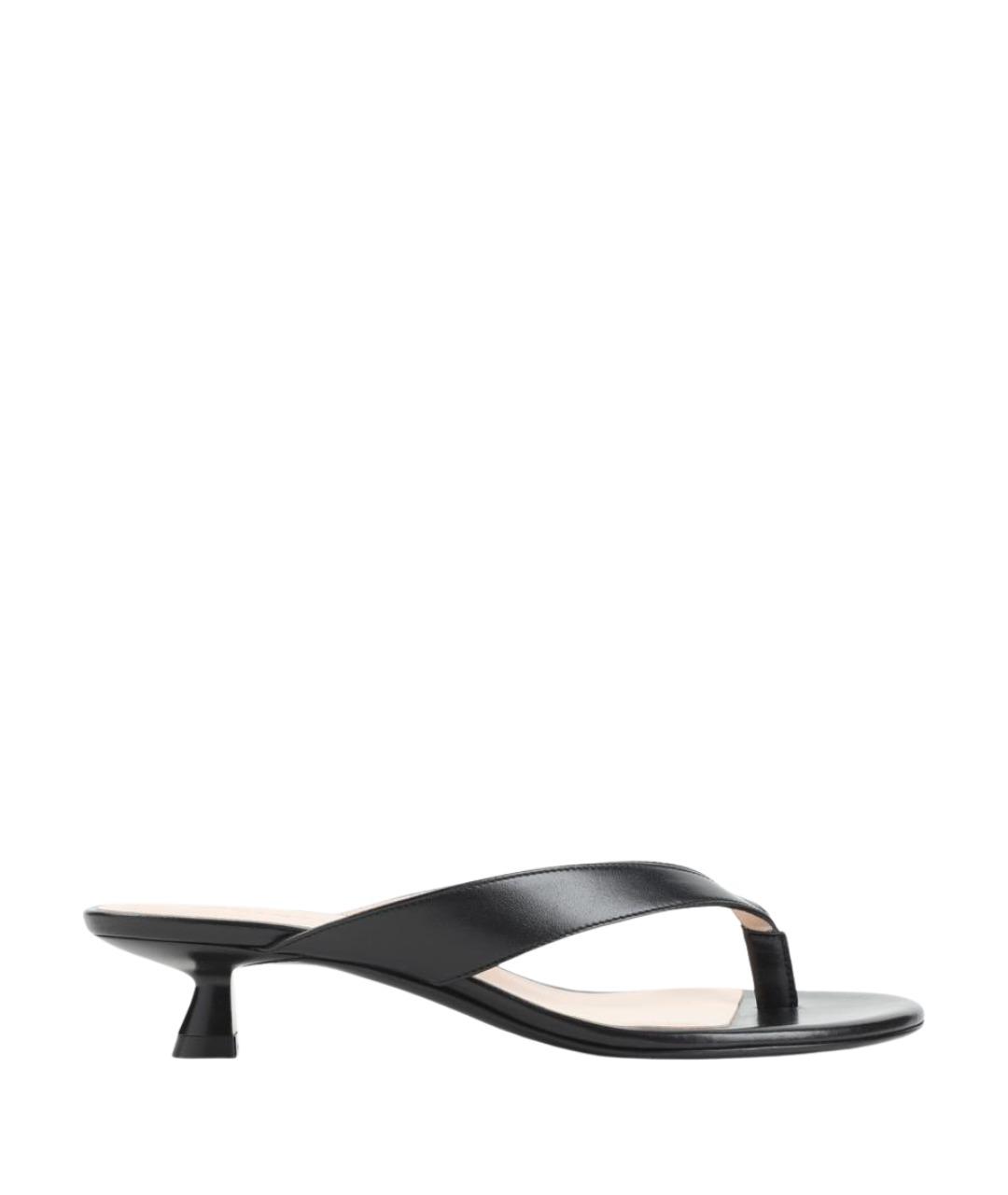 STUART WEITZMAN Черные кожаные шлепанцы, фото 1