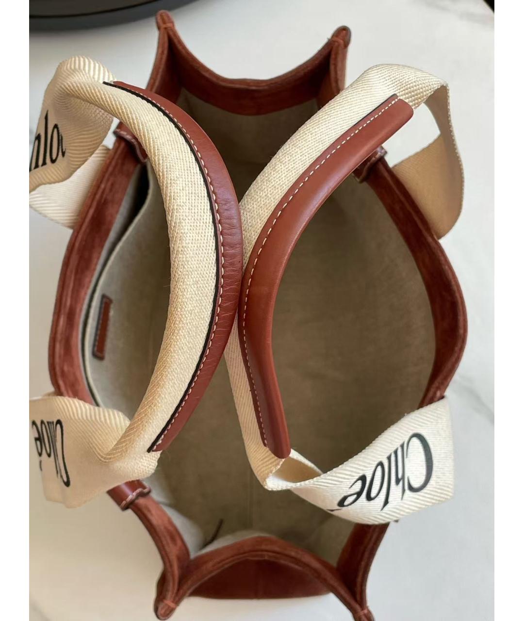 CHLOE Коричневая замшевая сумка тоут, фото 4