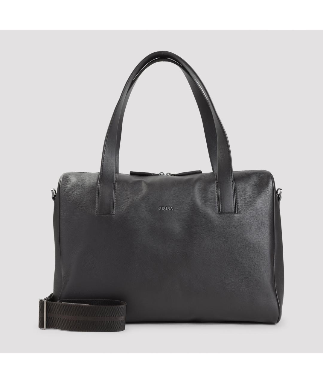 ZEGNA Черная кожаная сумка тоут, фото 2