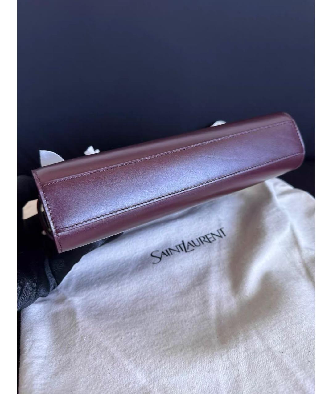 SAINT LAURENT Бордовая кожаная сумка через плечо, фото 4