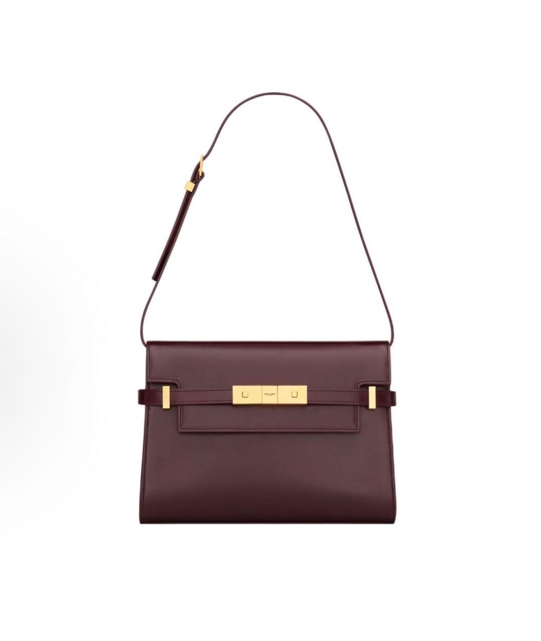 SAINT LAURENT Бордовая кожаная сумка через плечо, фото 7