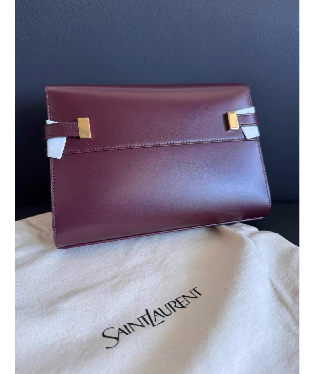 SAINT LAURENT Бордовая кожаная сумка через плечо, фото 3