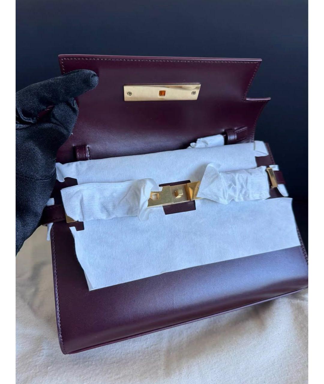 SAINT LAURENT Бордовая кожаная сумка через плечо, фото 5