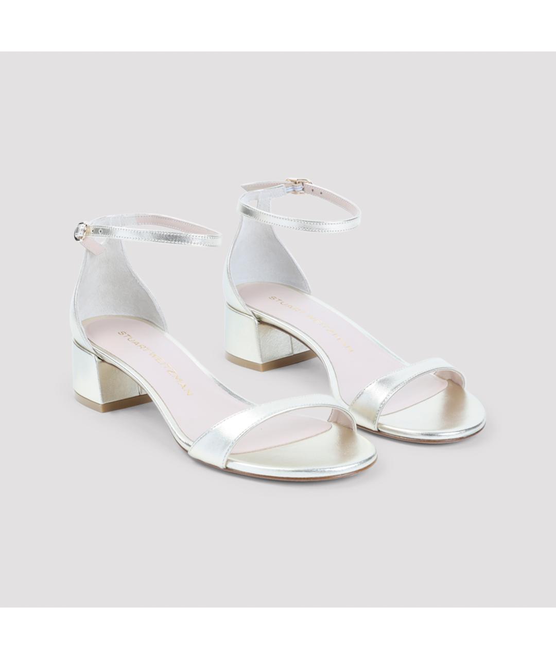 STUART WEITZMAN Золотые кожаные босоножки, фото 3