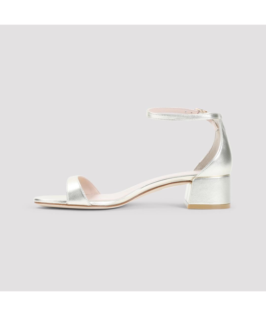 STUART WEITZMAN Золотые кожаные босоножки, фото 2