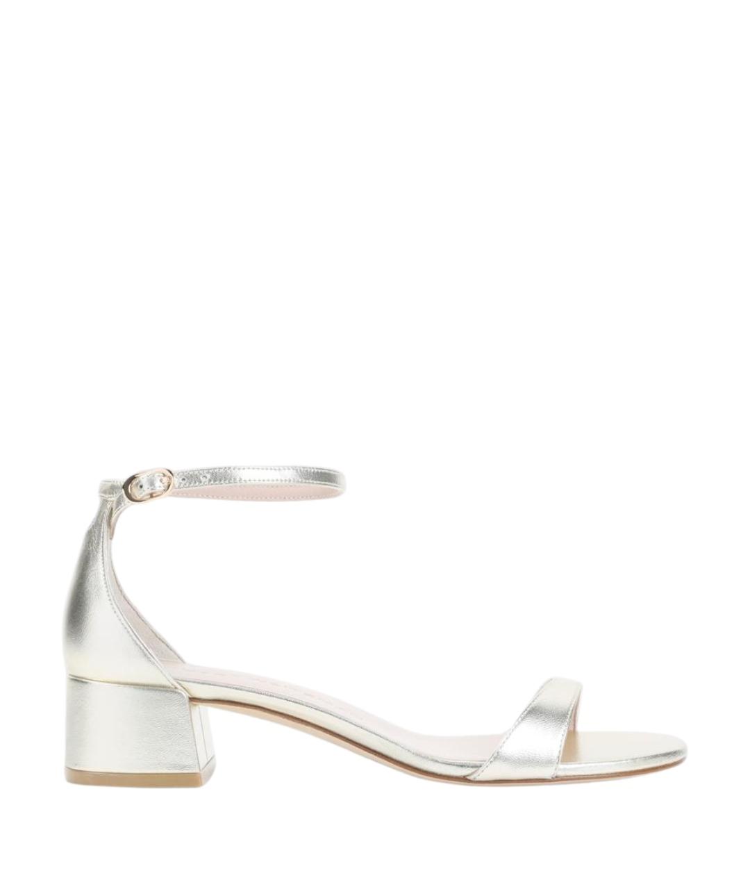 STUART WEITZMAN Золотые кожаные босоножки, фото 1
