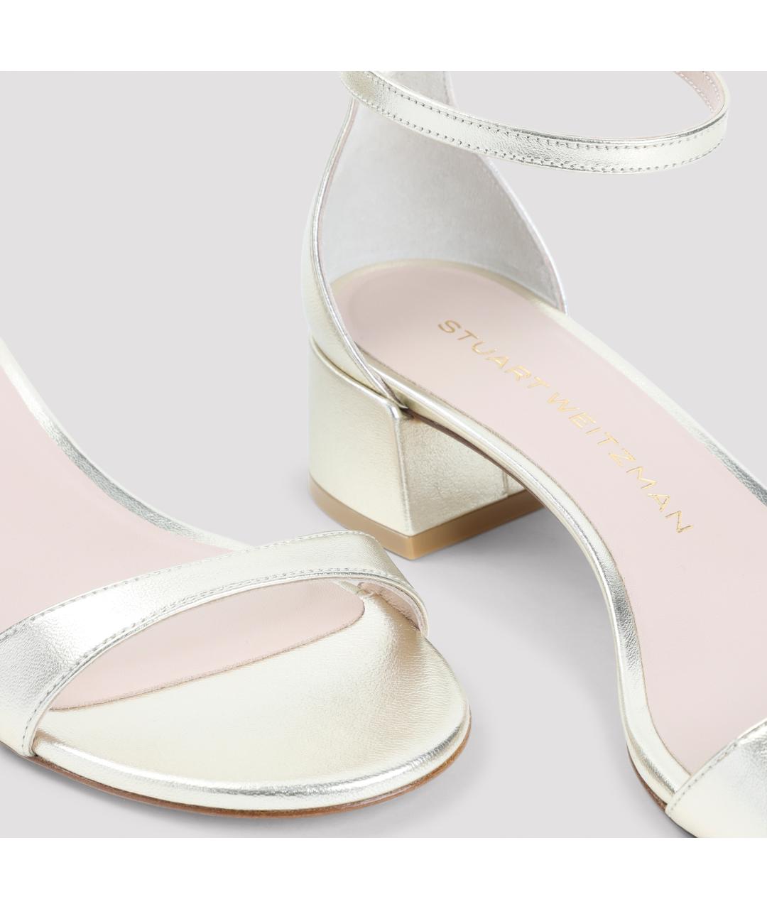 STUART WEITZMAN Золотые кожаные босоножки, фото 4
