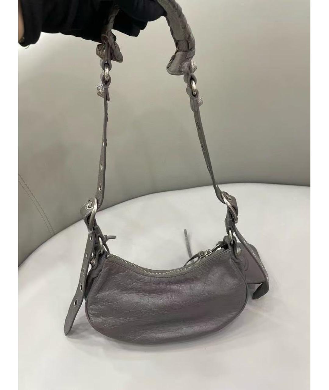 BALENCIAGA Серая кожаная сумка через плечо, фото 2