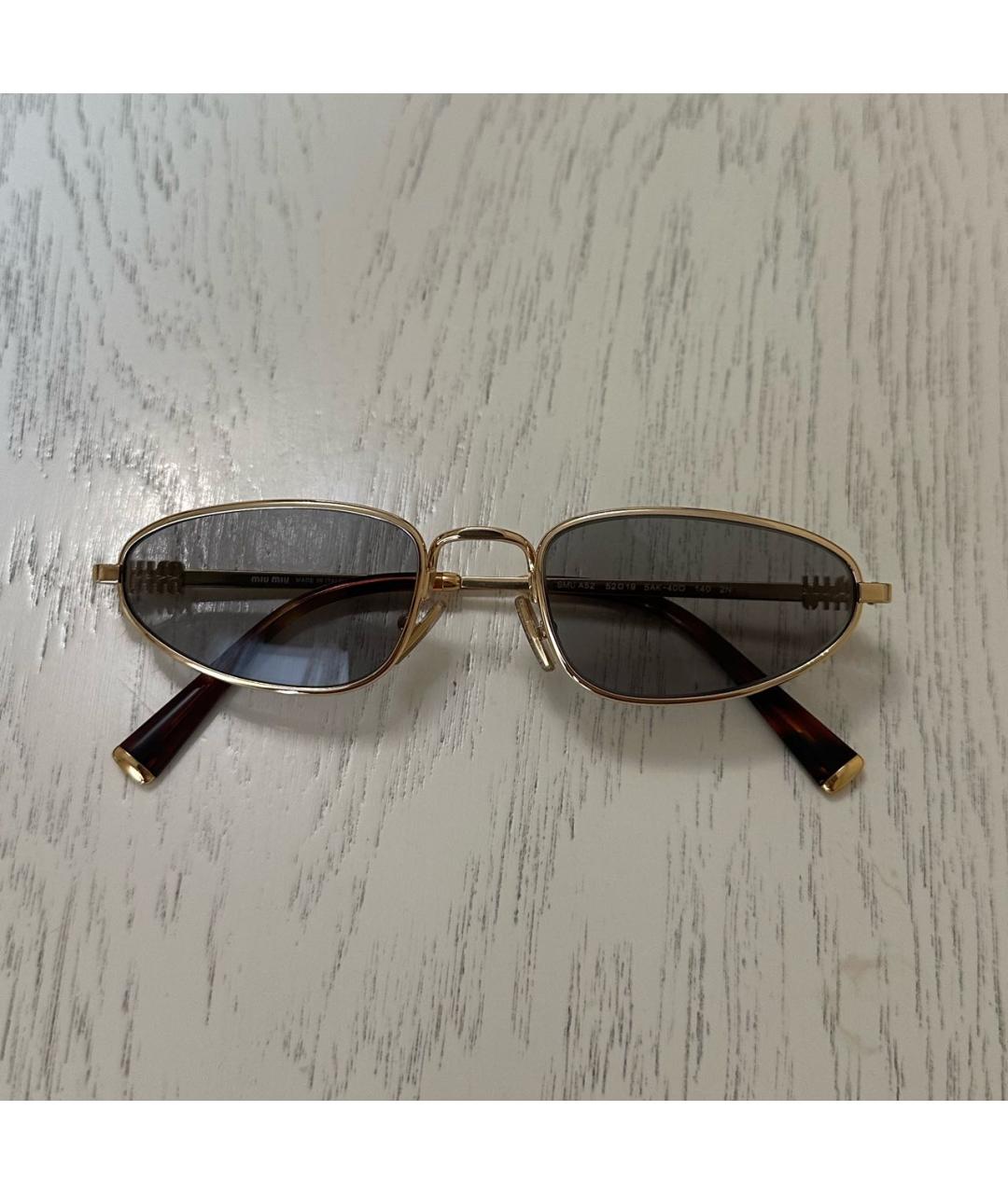 MIU MIU Золотые металлические солнцезащитные очки, фото 7