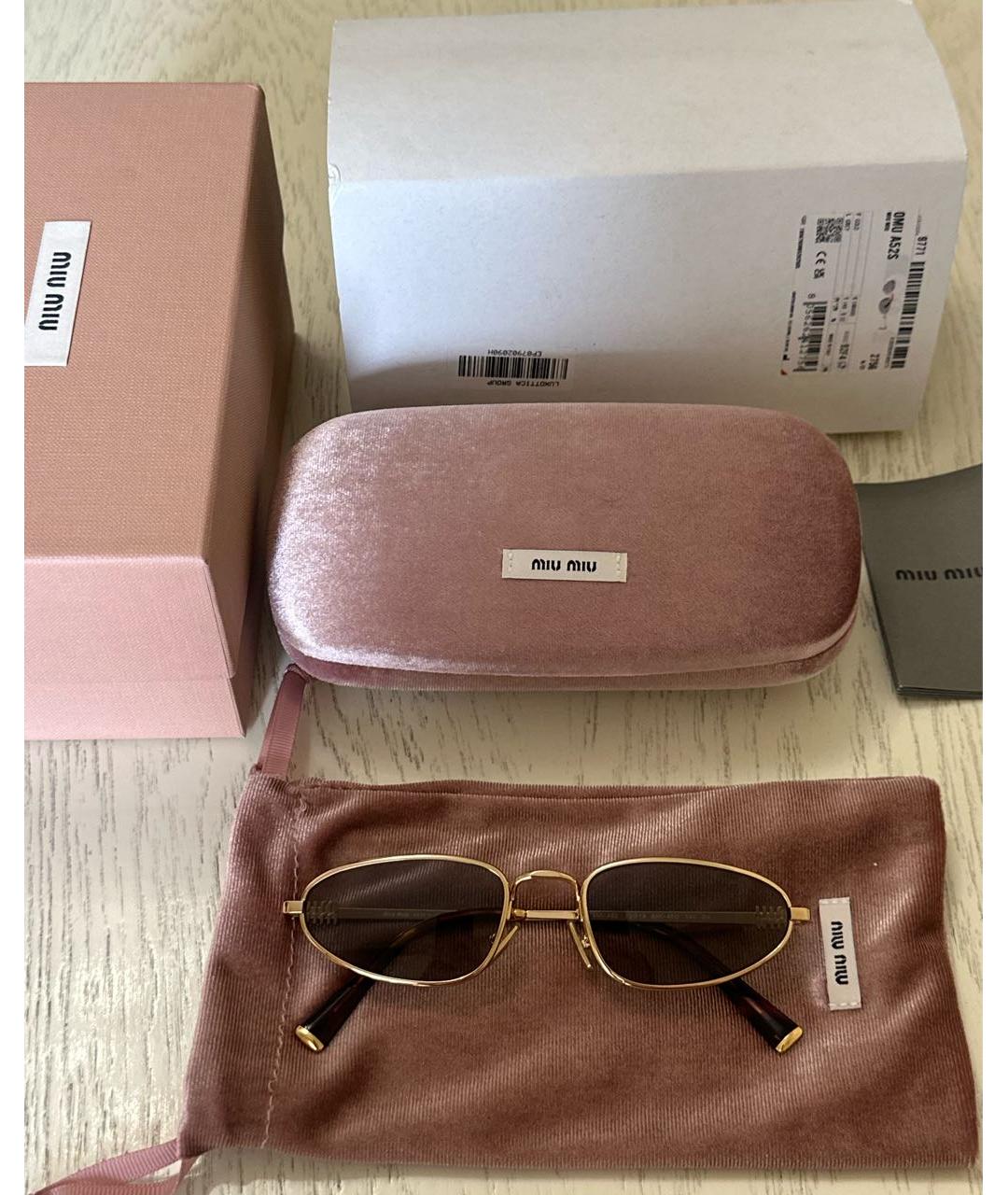 MIU MIU Золотые металлические солнцезащитные очки, фото 6