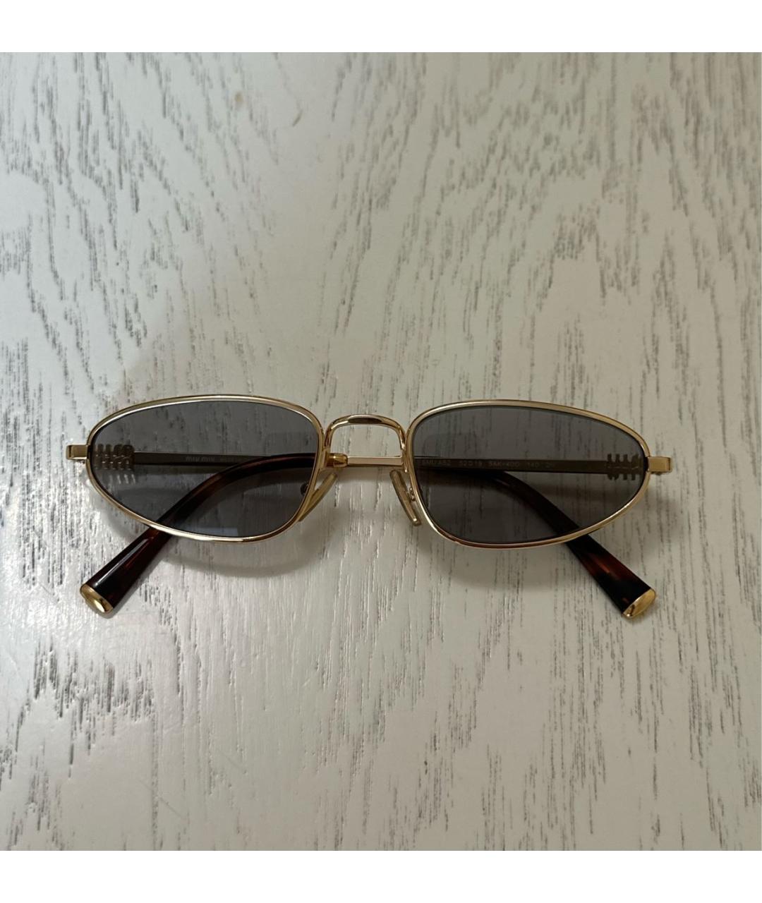 MIU MIU Золотые металлические солнцезащитные очки, фото 4