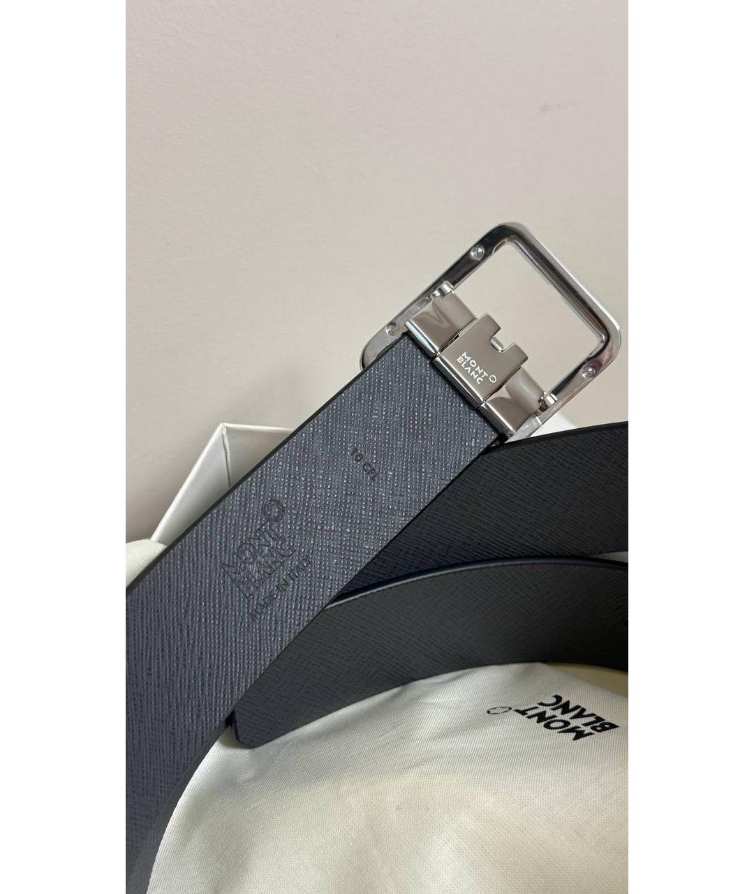 MONTBLANC Черный кожаный ремень, фото 4