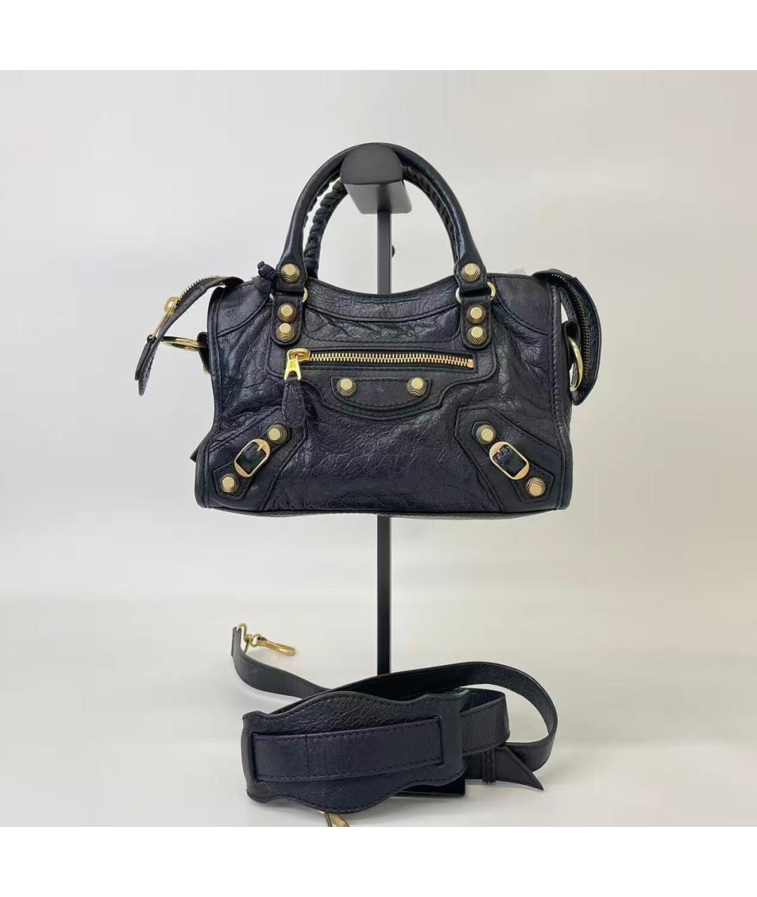 BALENCIAGA Черная кожаная сумка через плечо, фото 2