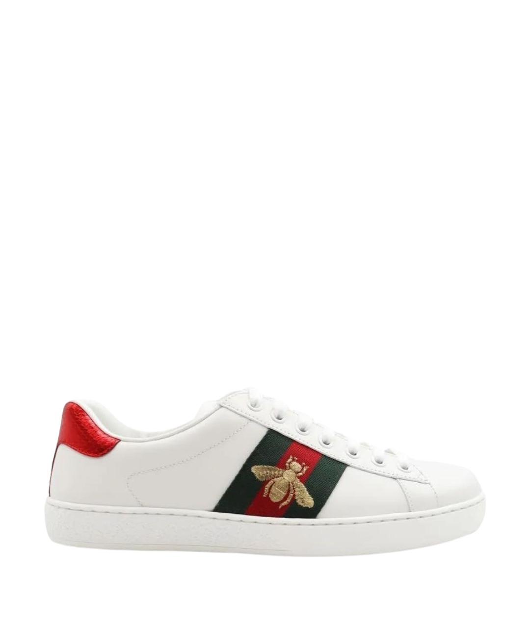 GUCCI Белые кожаные кеды, фото 1