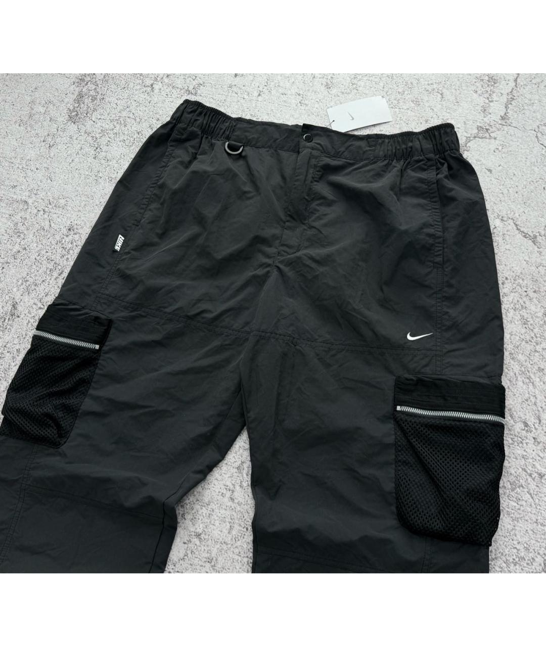 NIKE Черные полиамидовые повседневные брюки, фото 4