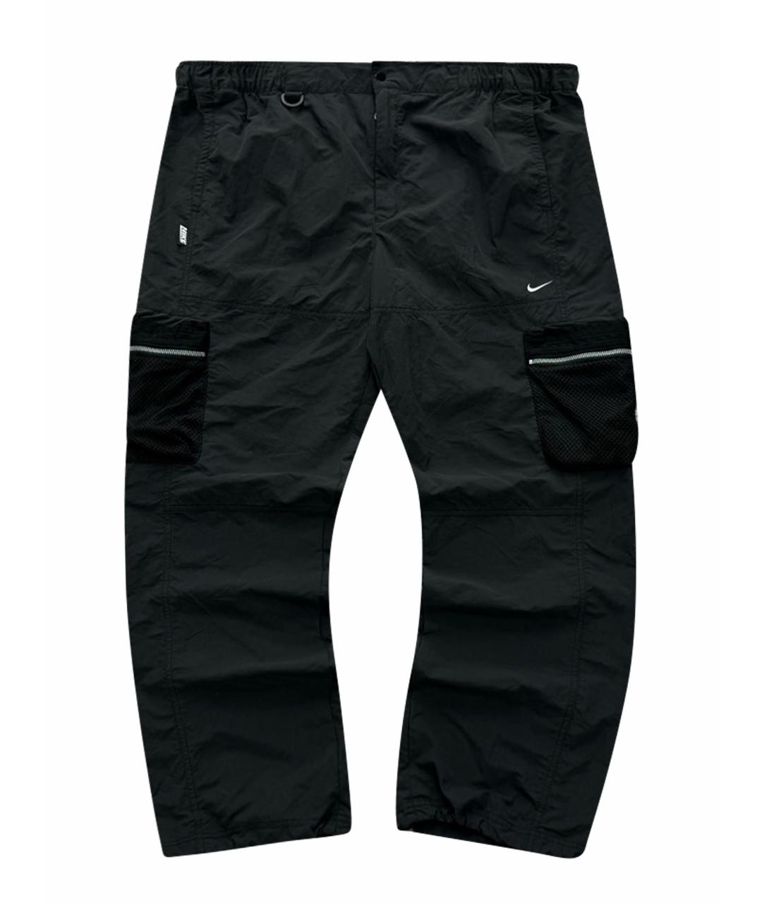 NIKE Черные полиамидовые повседневные брюки, фото 1
