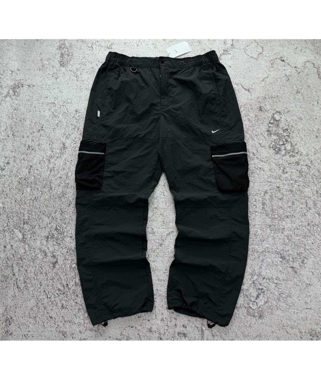 NIKE Черные полиамидовые повседневные брюки, фото 8